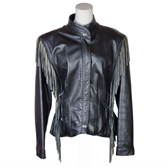 Vintage Harley-Davidson Fringe Leather Jacket Black Made in USA Women’s M